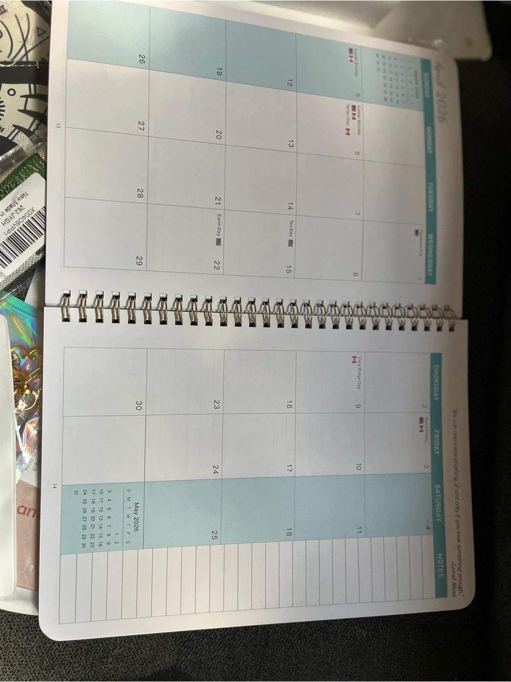 26-27 Monthly Planner - Green Cover with Gold Foil